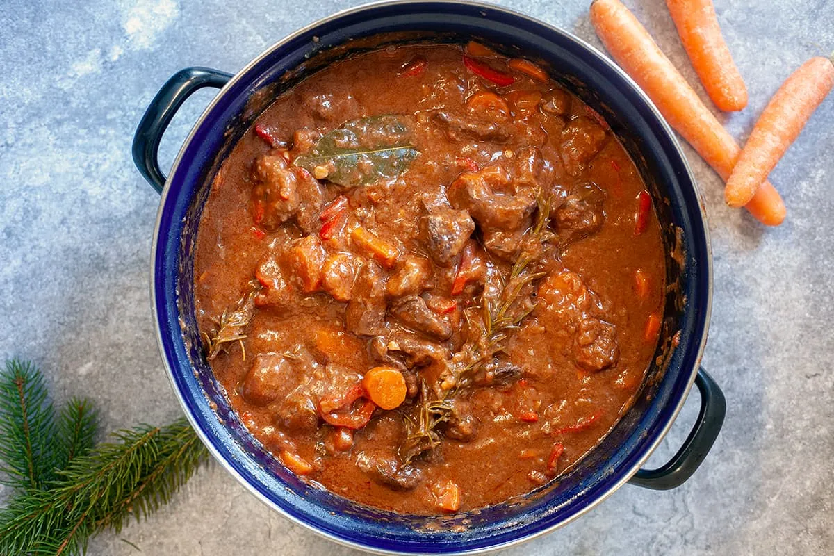 Italian beef stew - delicious meat in red wine