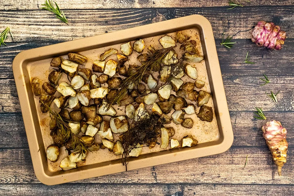 Roast Jerusalem artichokes (forgotten vegetable)