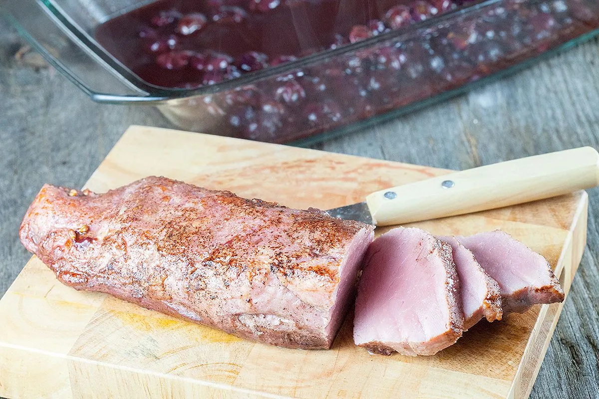 Seared pork tenderloin with roasted grapes