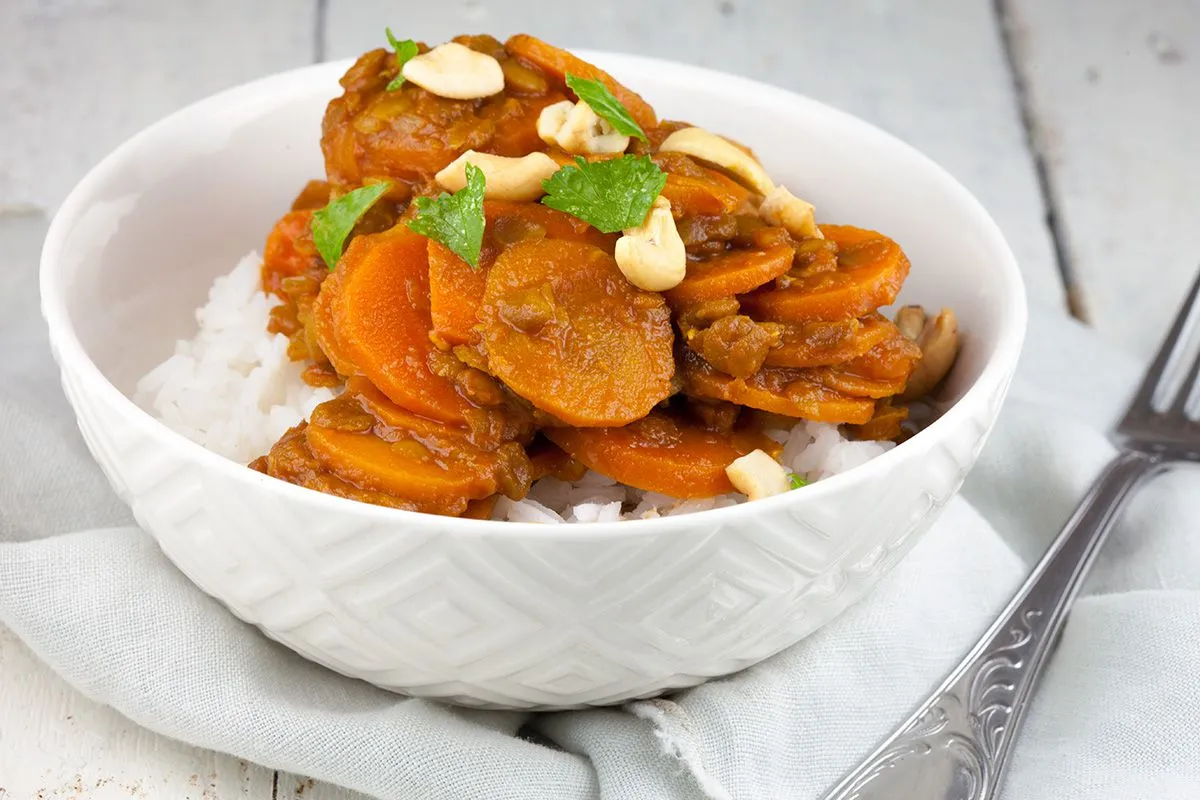 Vegetarian carrot and lentil stew