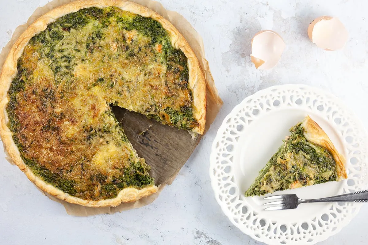 Salmon and spinach quiche