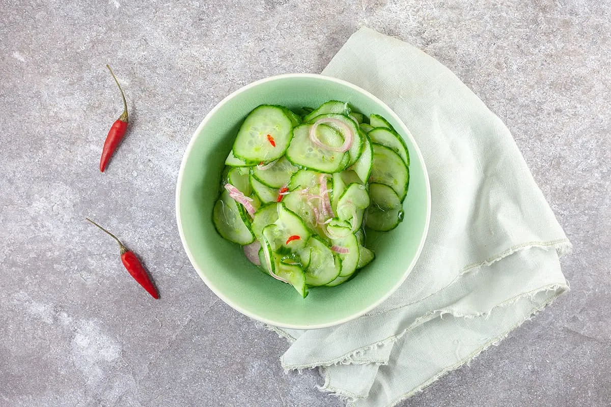 Acar ketimun (Indonesian cucumber pickle)