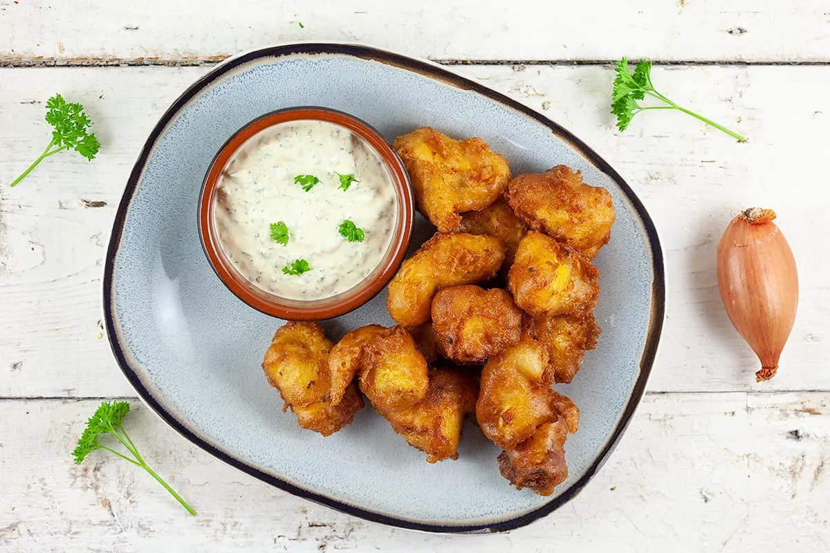 Homemade Dutch kippeling with ravigote sauce