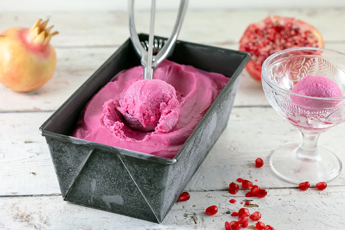 Pomegranate and citrus sorbet