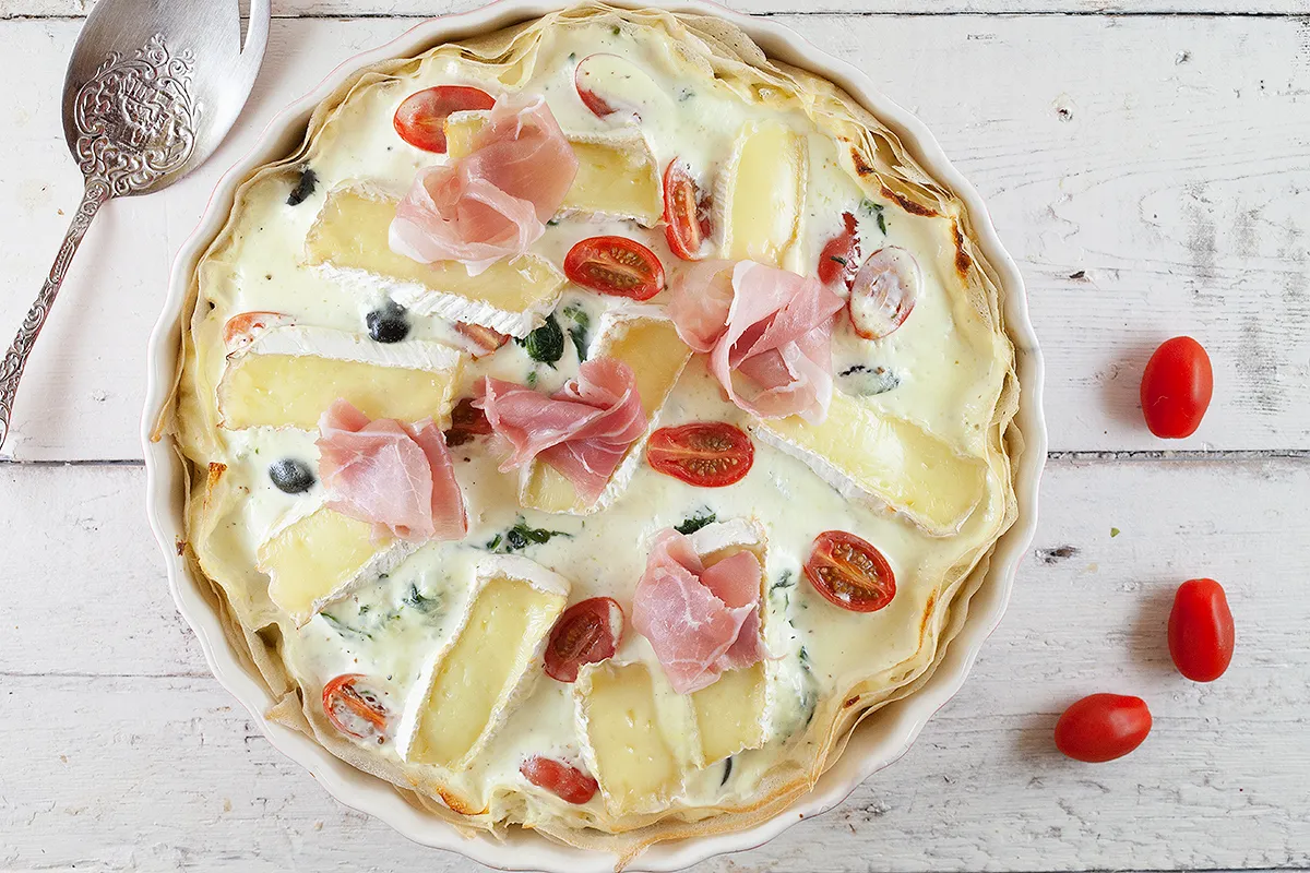 Crunchy quark and spinach pie