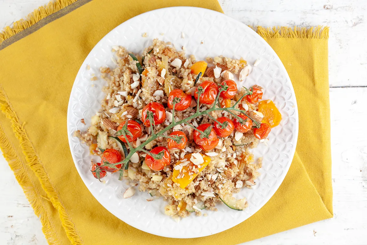 Spiced couscous with roasted tomatoes