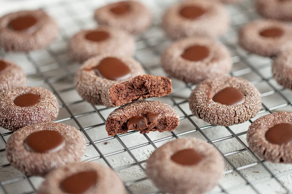 Chocolate thumbprint cookies