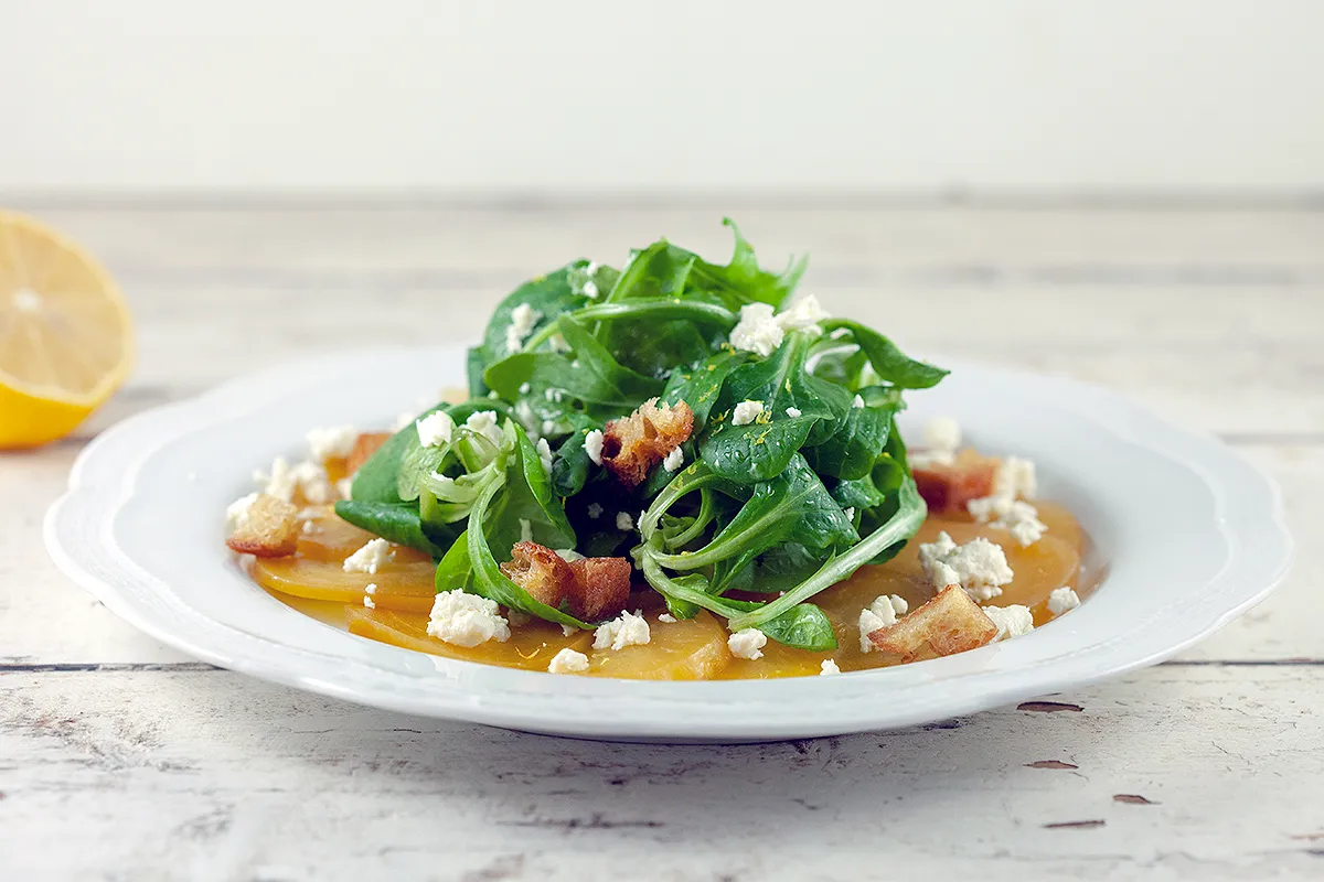 Yellow beet carpaccio