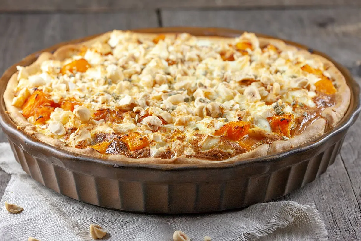 Pumpkin and feta quiche