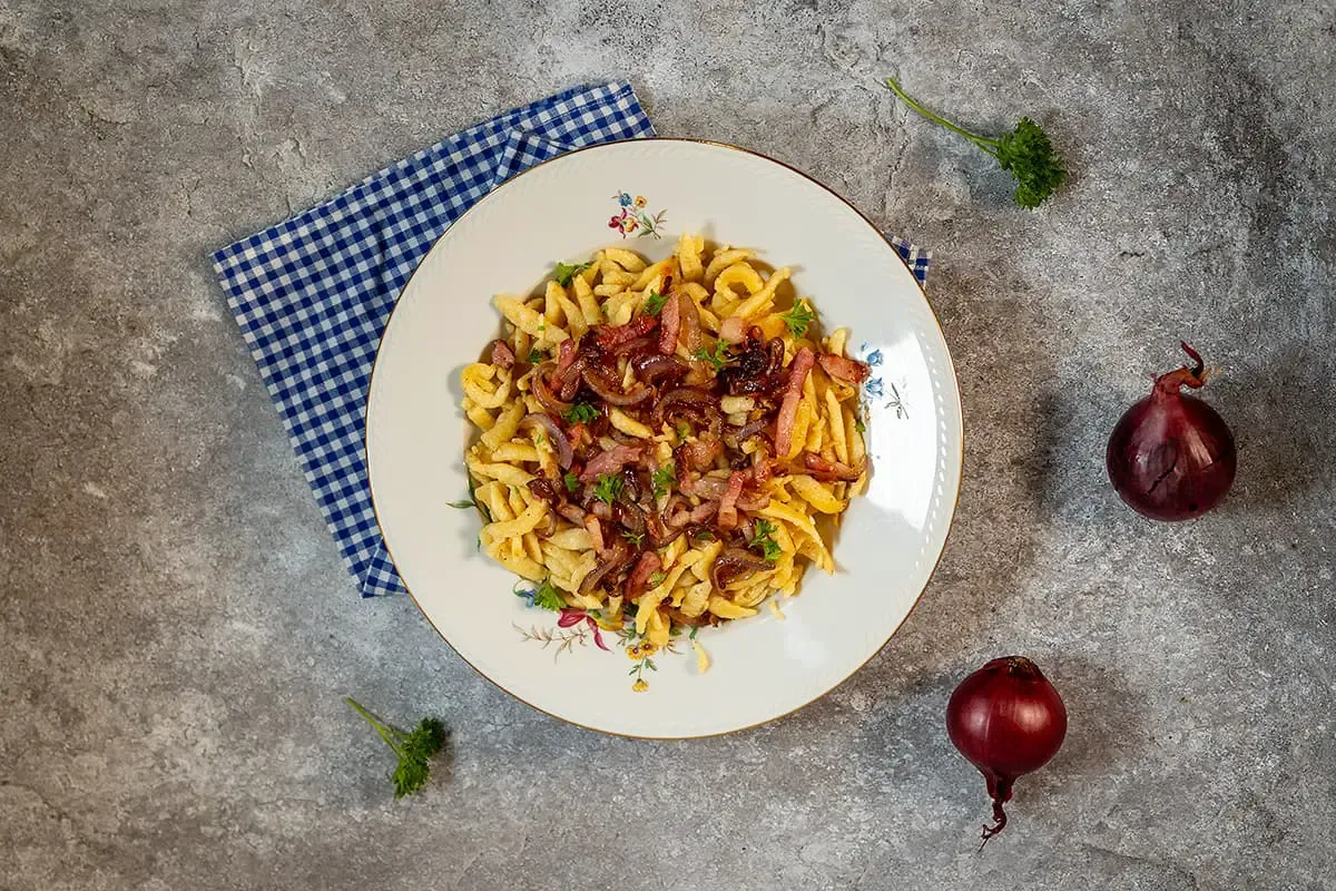 Spätzle with bacon and onion