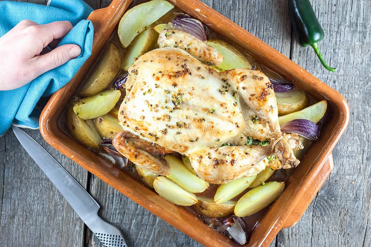Whole roasted jalapeño chicken