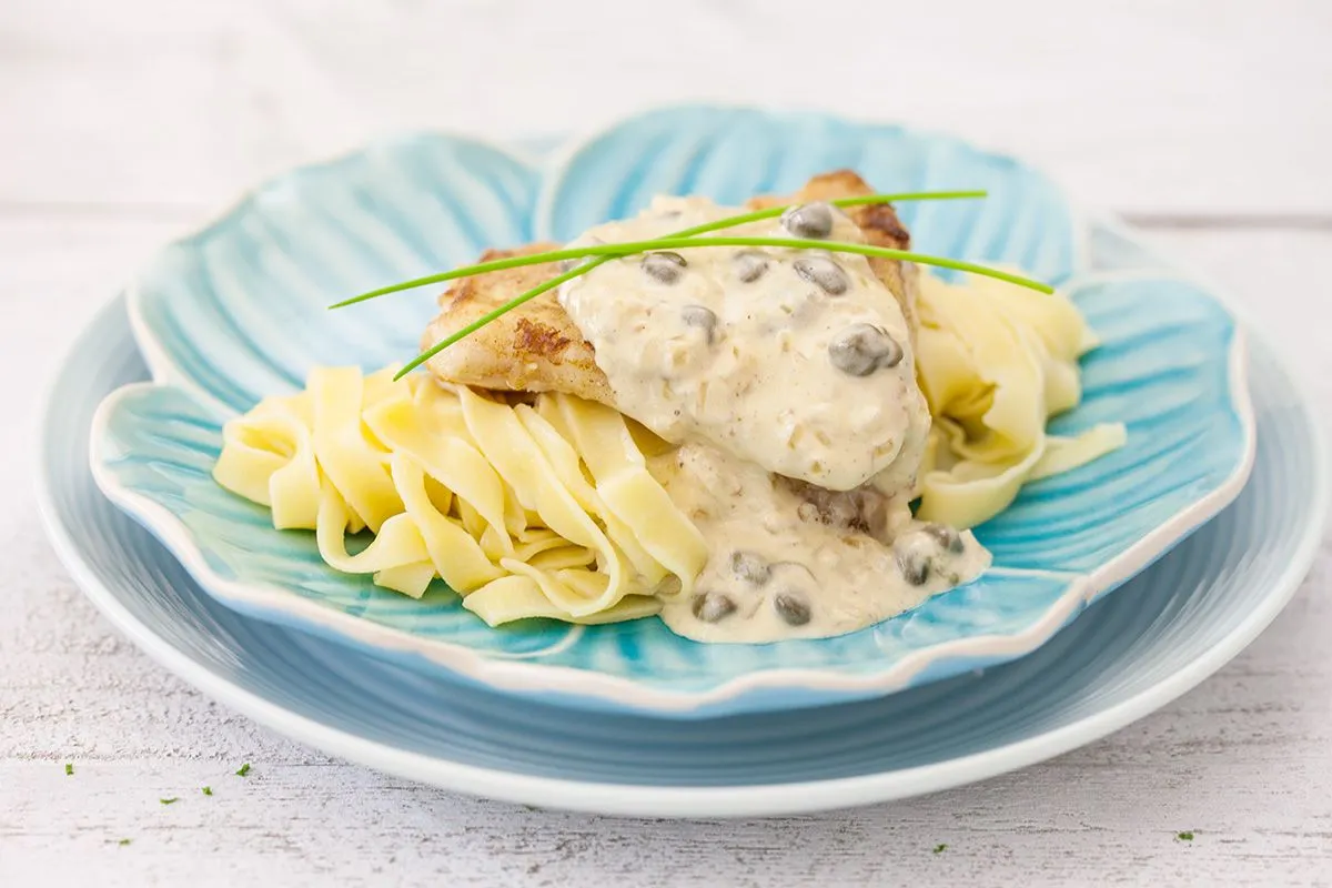 Cod with creamy caper sauce