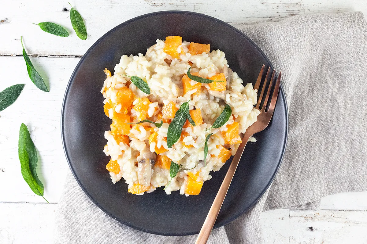 Pumpkin and mushroom risotto