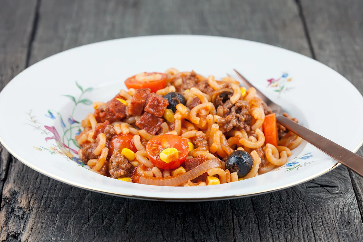 Chorizo and tomato macaroni
