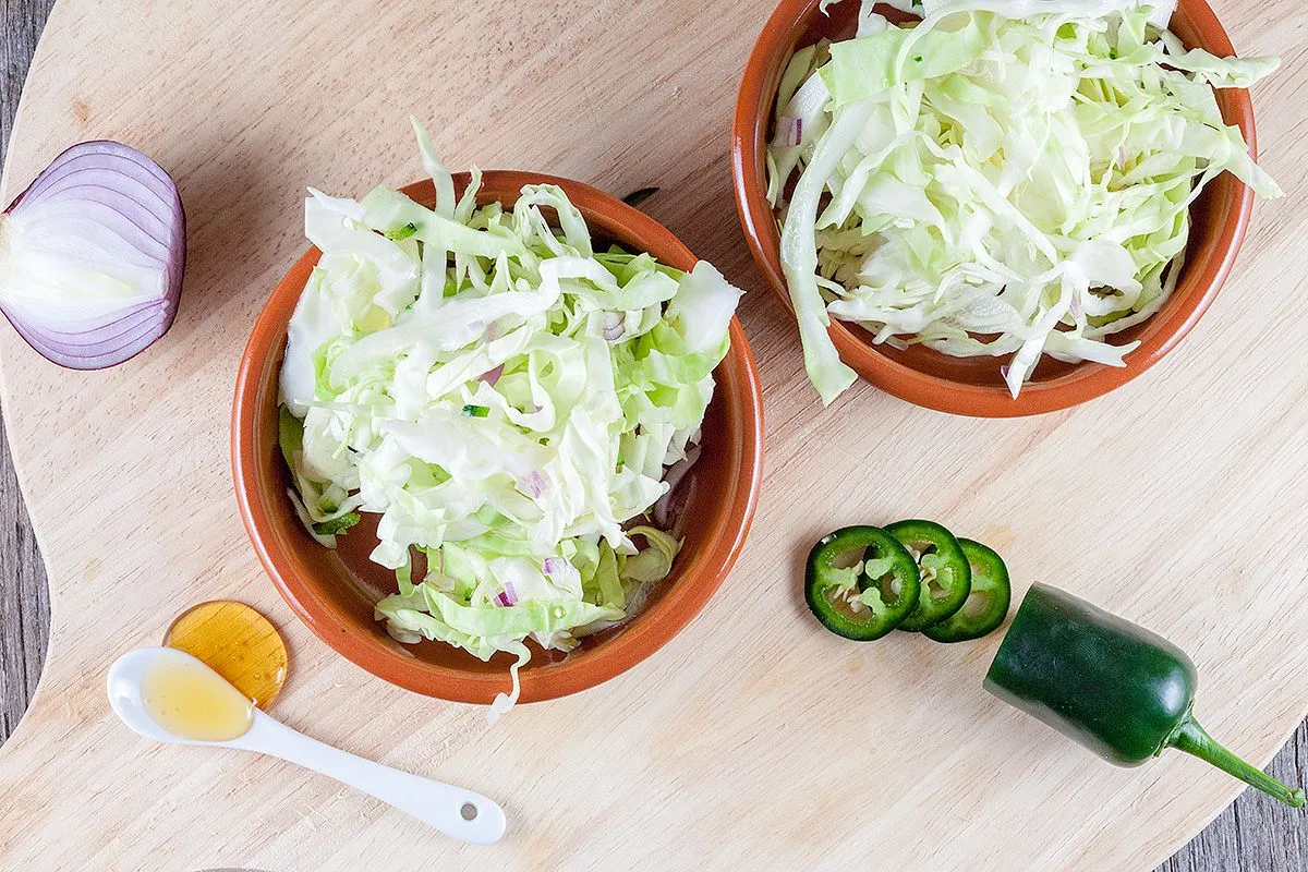 Shredded green cabbage salad