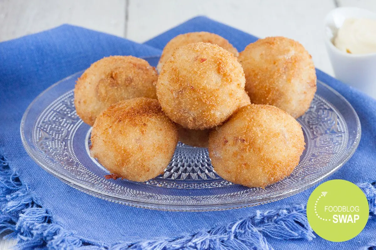 Dutch deep-fried bitterballen with cheese and ham