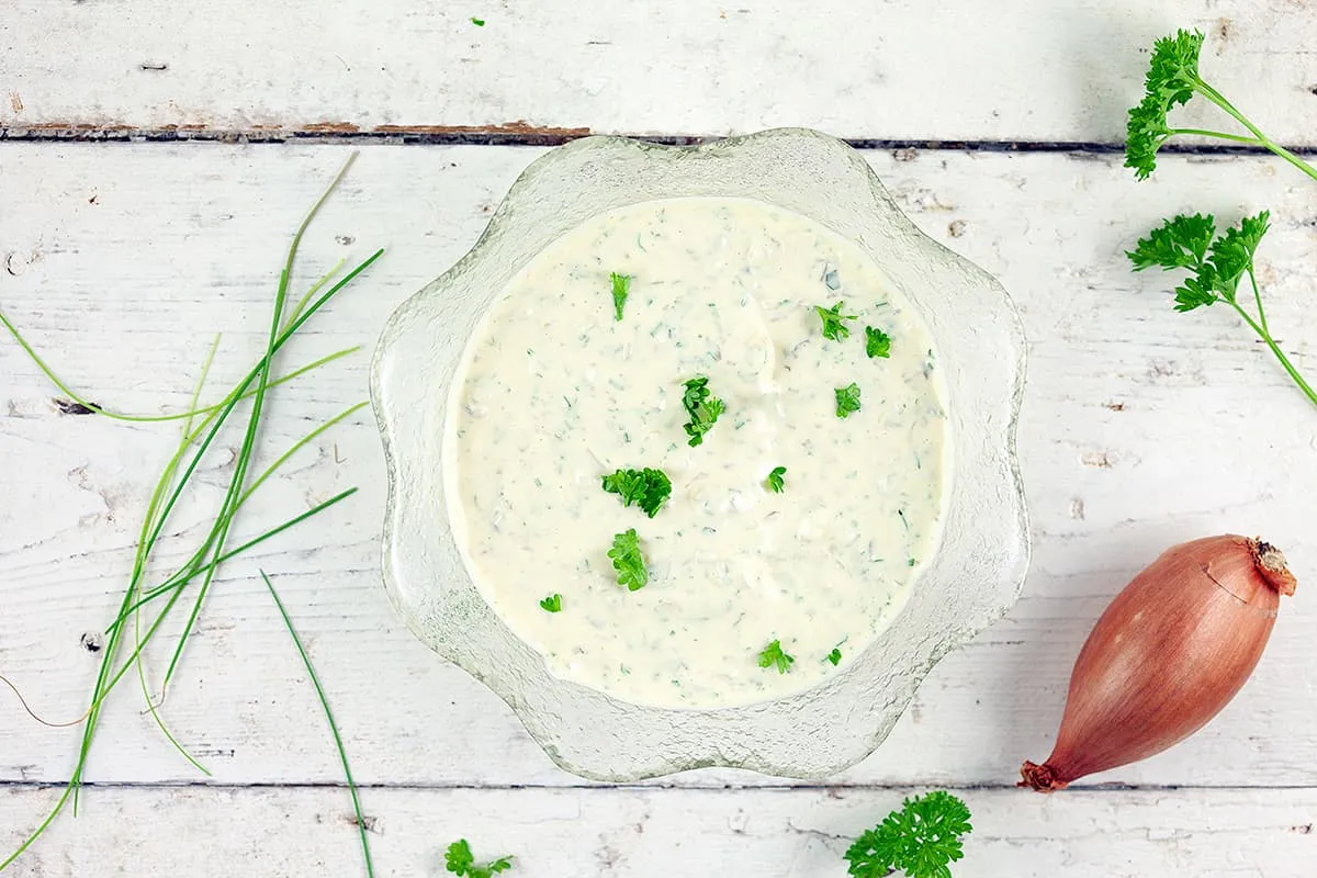 Homemade ravigote sauce - ideal to serve with fish