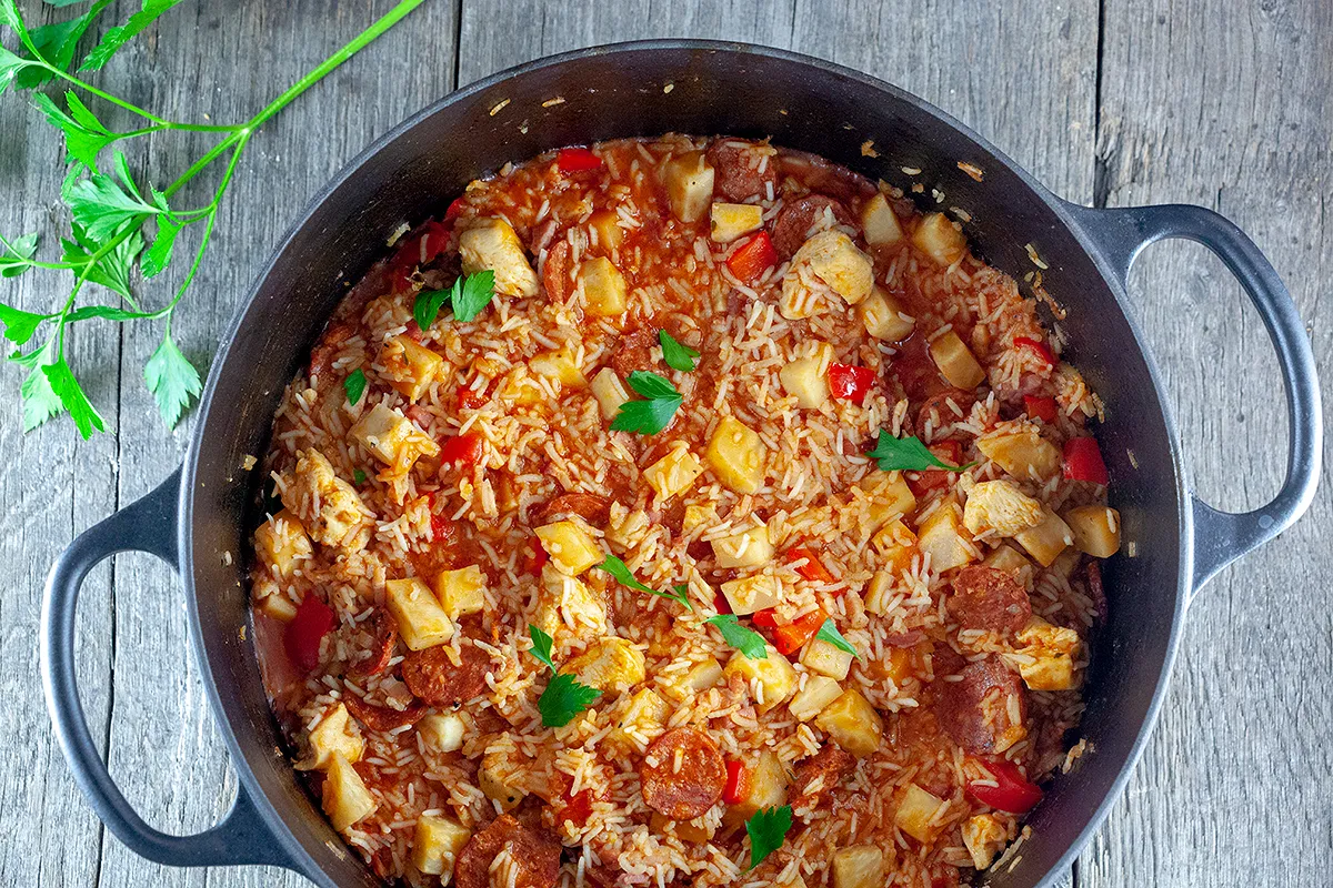 Chorizo and chicken jambalaya