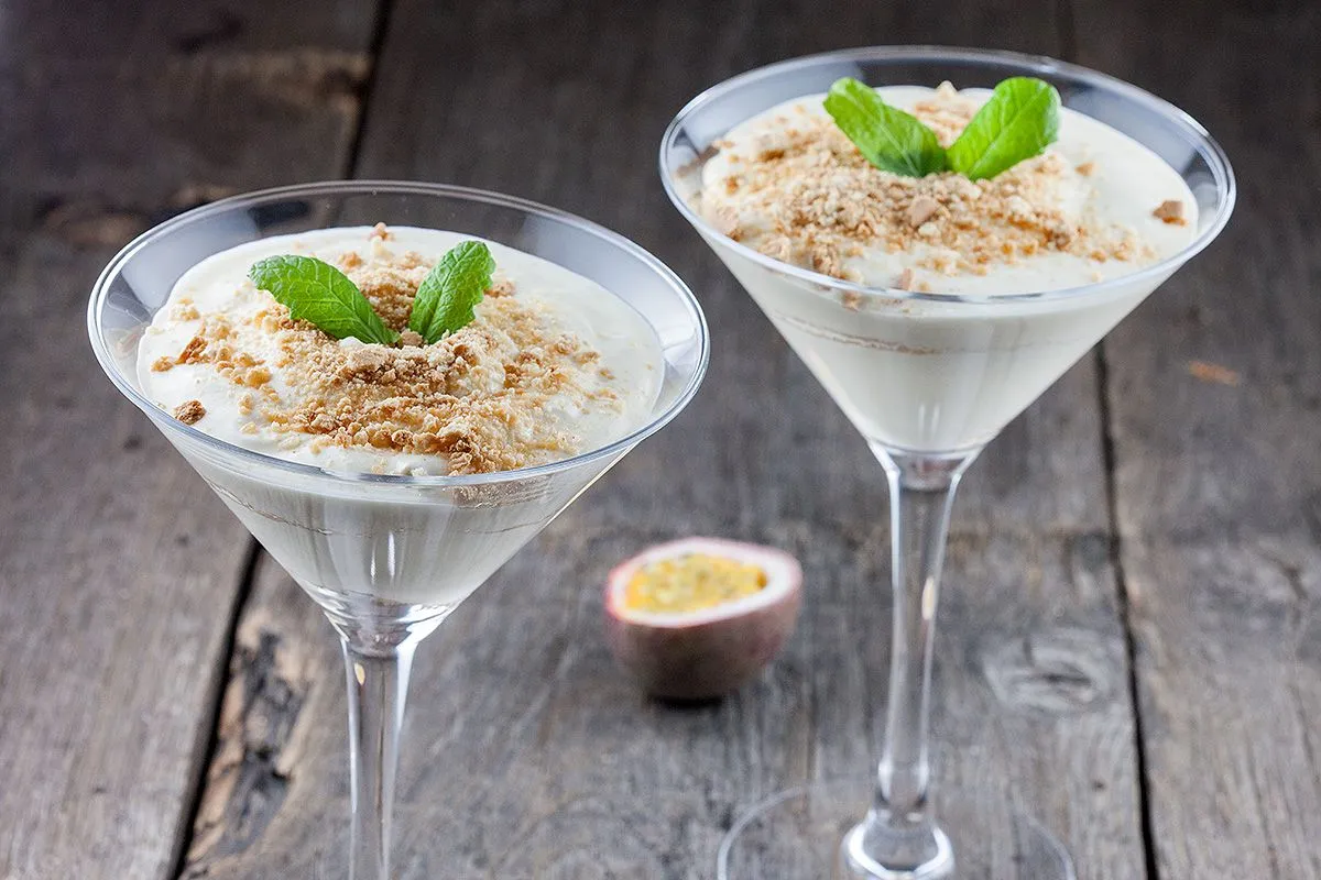Passionfruit and greek yoghurt mousse