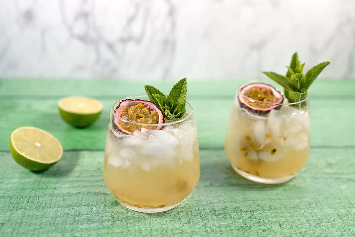 Passion fruit and ginger mocktail - a refreshing summer drink without alcohol