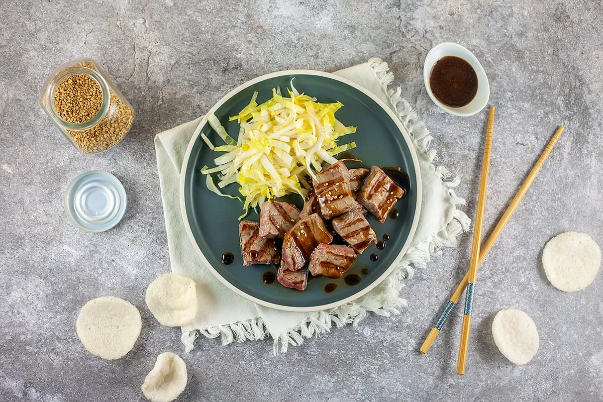 Beef tenderloin tips - tender small pieces of meat