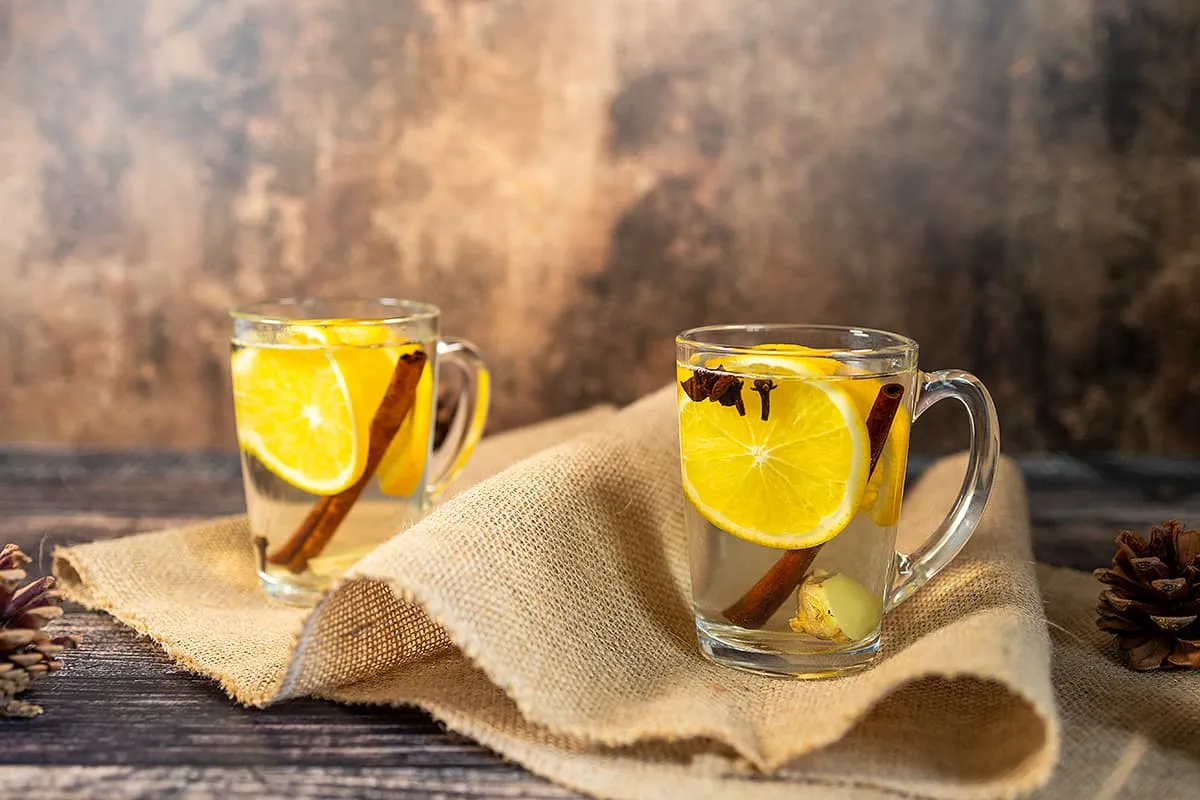 Homemade autumn tea - a warm tea with spices and citrus