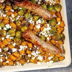 Recipe: Brussels sprouts and pumpkin traybake