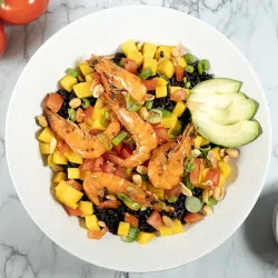 Recipe: Shrimp, black rice and mango salad