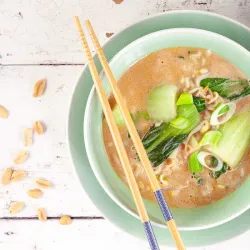 Recipe: Peanut noodle soup with bok choy