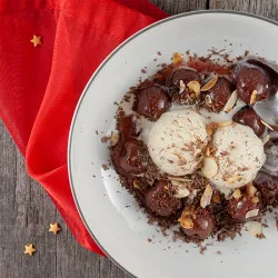 Recipe: Warm cherries with vanilla ice cream
