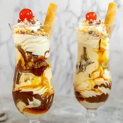 Recipe: Chocolate and caramel ice cream sundae