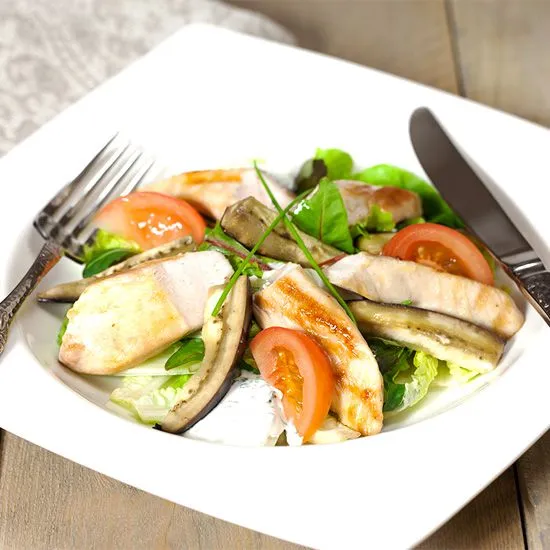 Recipe: Chicken and roasted aubergine salad
