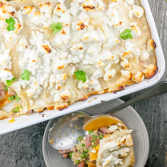 Recipe: Pumpkin and peas lasagna