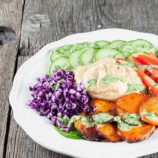 Recipe: Hummus and baked sweet potato salad
