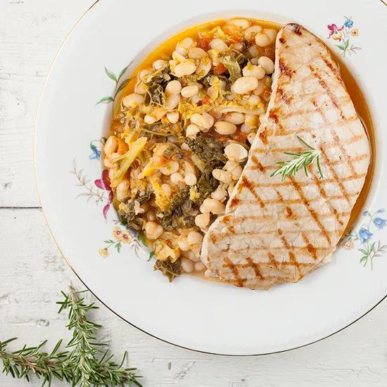 Recipe: White bean stew with grilled veal