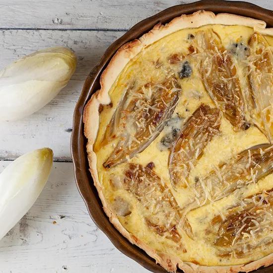 Recipe: Chicory and blue cheese quiche