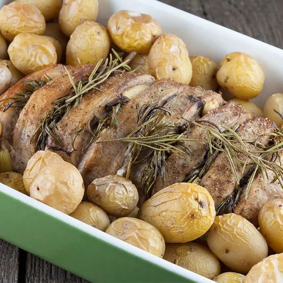 Recipe: Oven-roasted pork loin with rosemary and potatoes