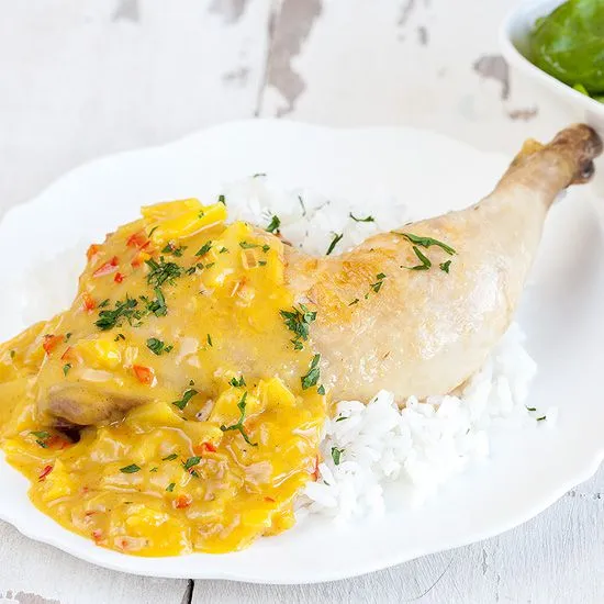Recipe: Pineapple curry sauce with chicken legs