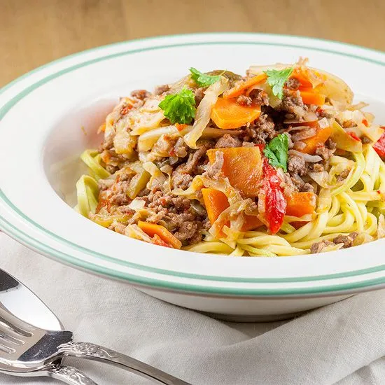 Recipe: Beefy roasted bell pepper pasta
