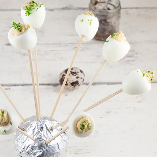 Recipe: Truffle stuffed quail eggs