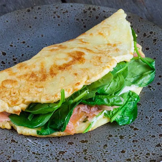 Recipe: Salmon and spinach pancake