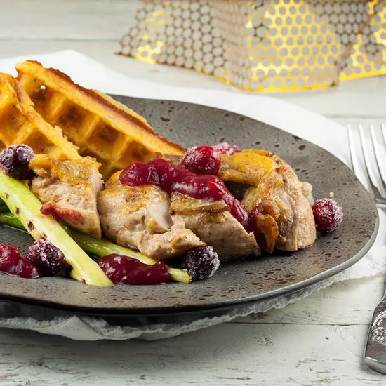 Recipe: Guinea fowl with cranberries and potato waffles
