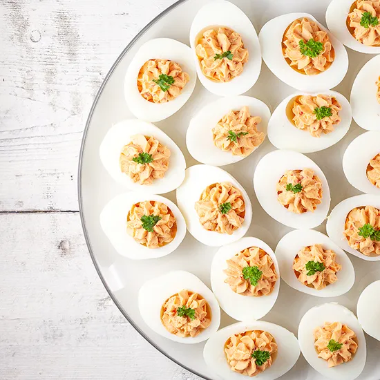 Recipe: Roasted red pepper deviled eggs