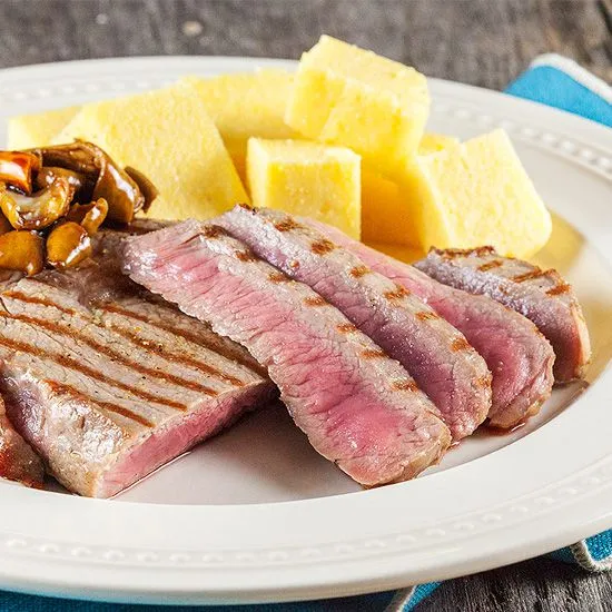 Recipe: Black Angus beef with polenta and sweet sour oyster mushrooms