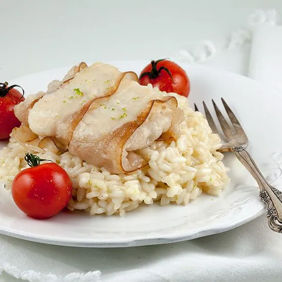 Recipe: Bacon-wrapped cod with lime risotto