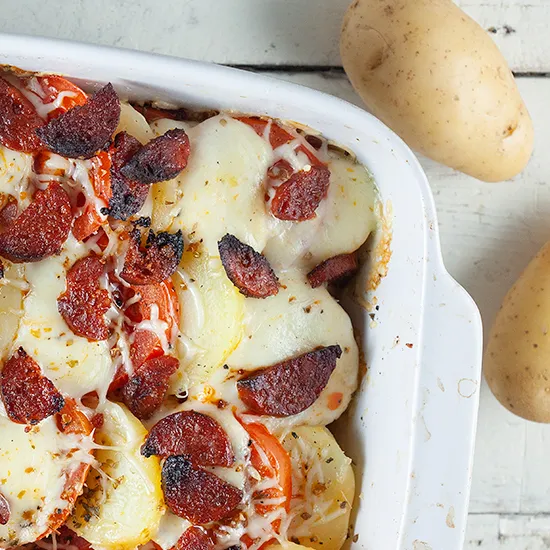 Recipe: Potato, tomato and chorizo casserole