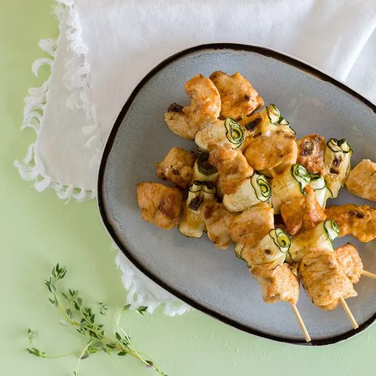 Recipe: Barbecued chicken zucchini skewers