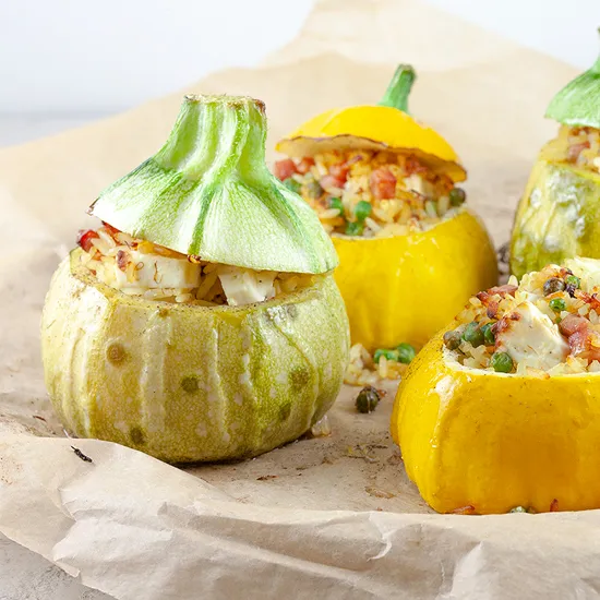 Recipe: Rice and peas stuffed zucchini