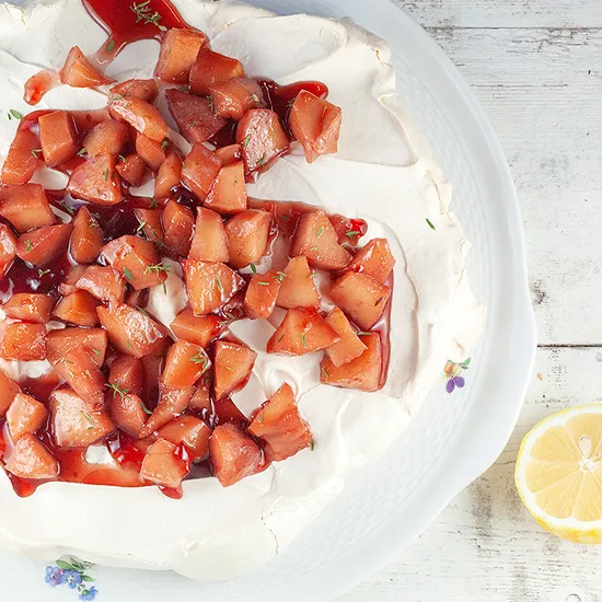 Recipe: Quince and red port pavlova