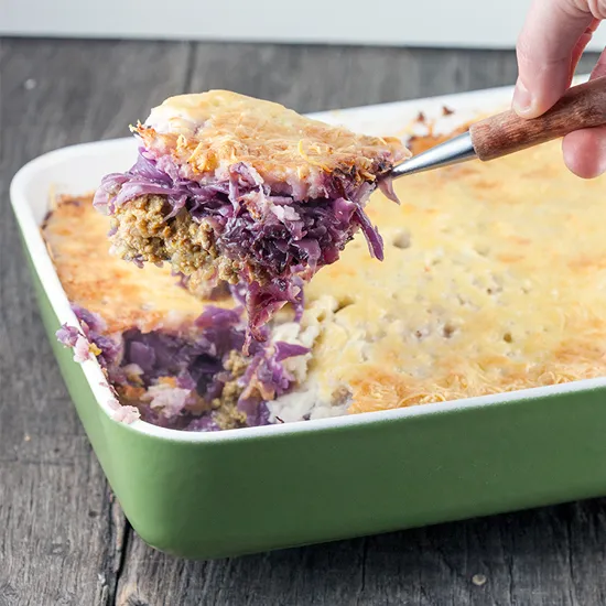 Recipe: Oxheart cabbage, ground beef and celery root casserole